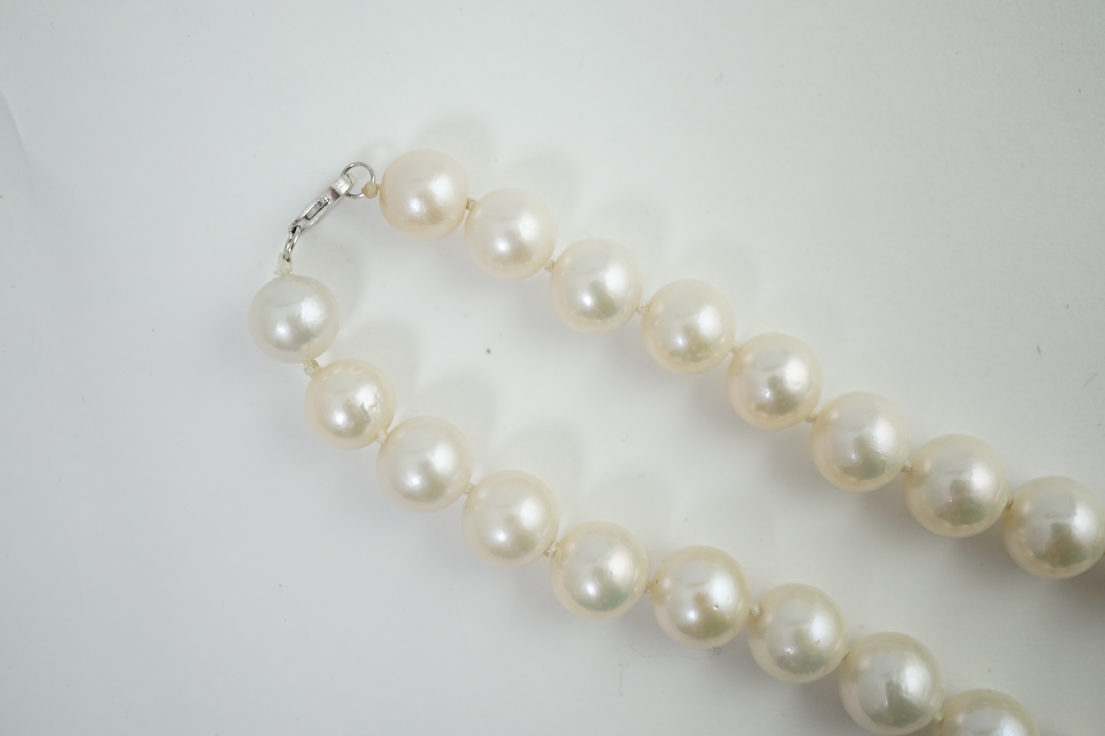 A single strand graduated South Sea pearl necklace, with platinum clasp